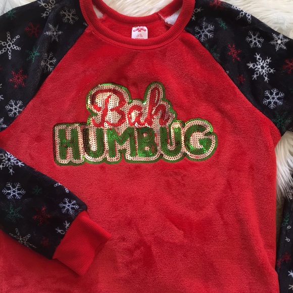 Ugly Christmas Sweater Red Black Bah Humbug - Picture 1 of 6